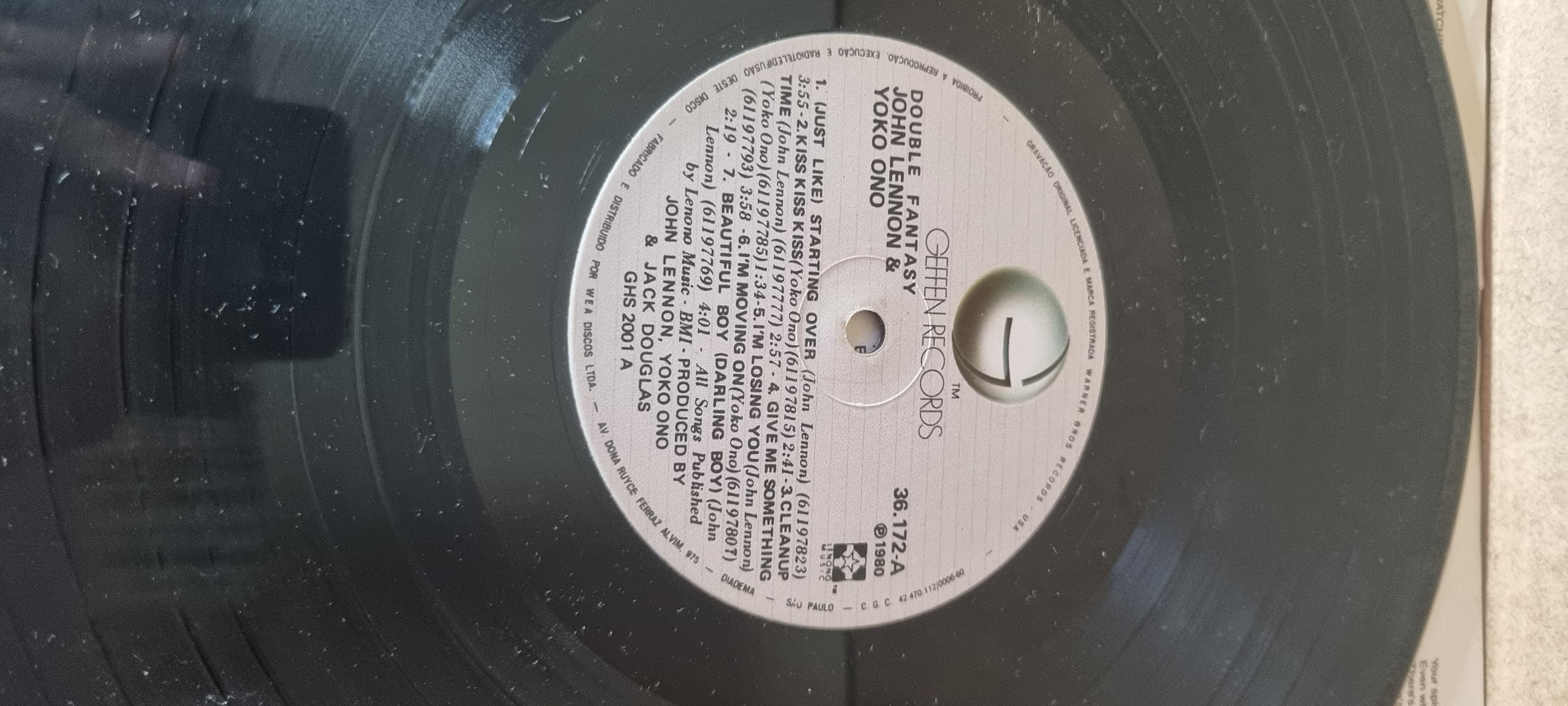 Etiqueta central de Double Fantasy