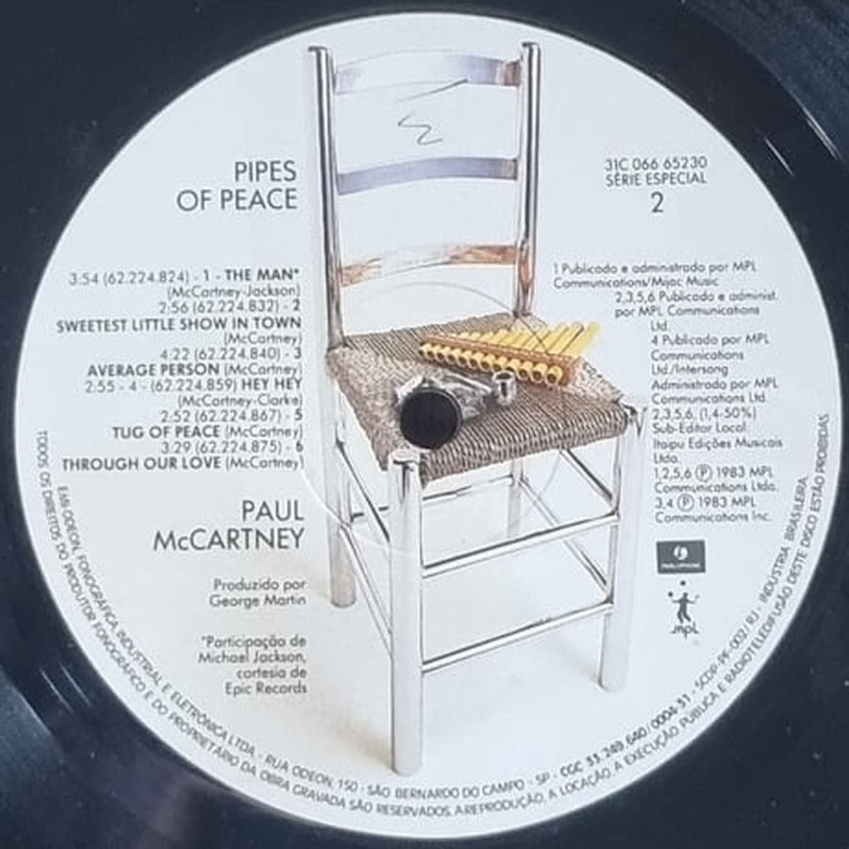 Etiqueta central de Paul McCartney — PIPES OF PEACE