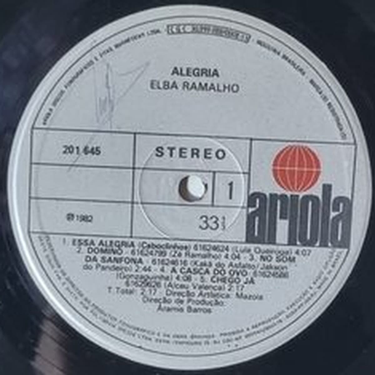 Etiqueta central de Elba Ramalho — Alegria