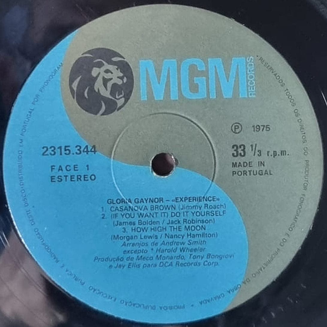 Etiqueta central de Gloria Gaynor — EXPERIENCE