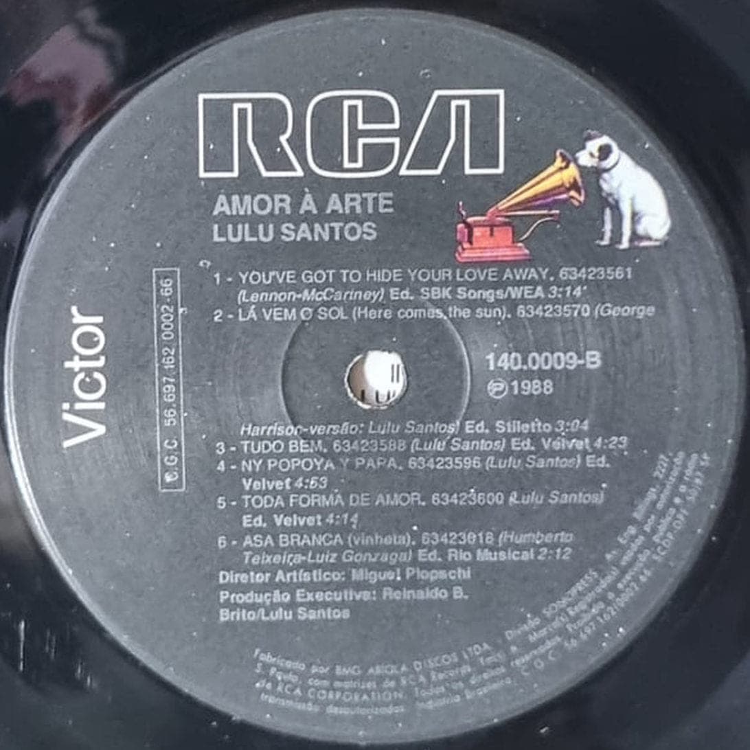 Etiqueta central de Lulu Santos — Amor à Arte