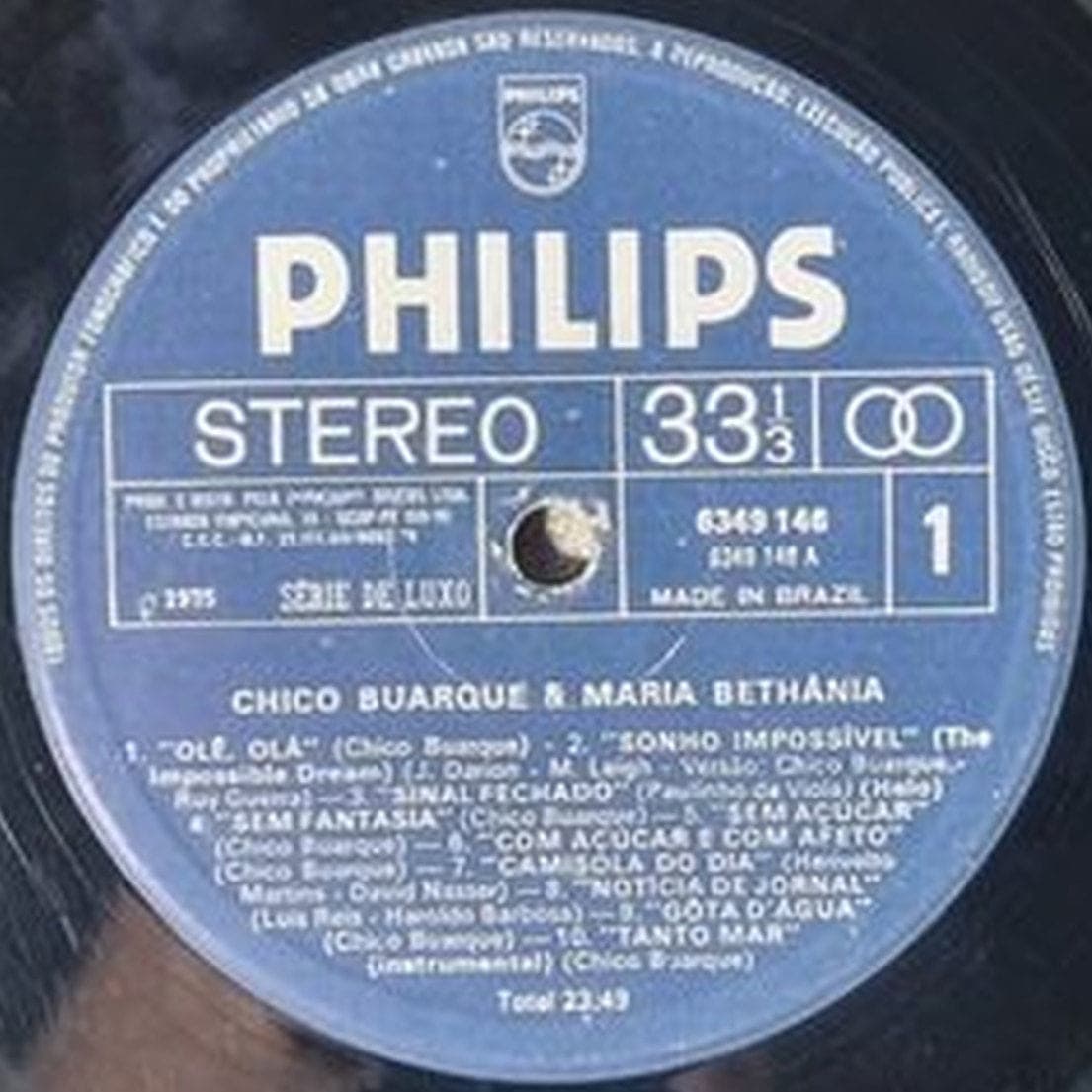 Etiqueta central de Chico Buarque & Maria Bethânia — Ao Vivo