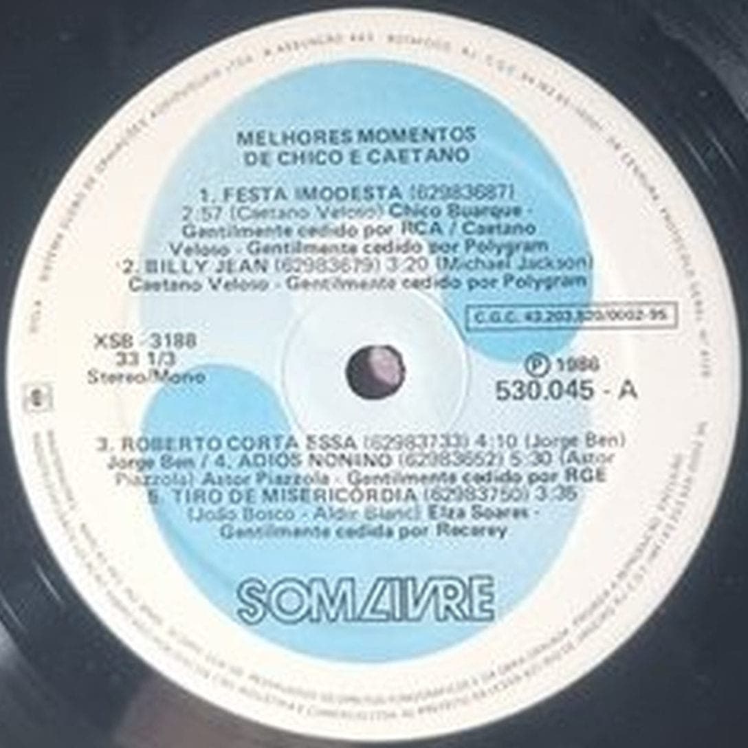 Etiqueta central de Chico Buarque & Caetano Veloso — Melhores Momentos Ao Vivo