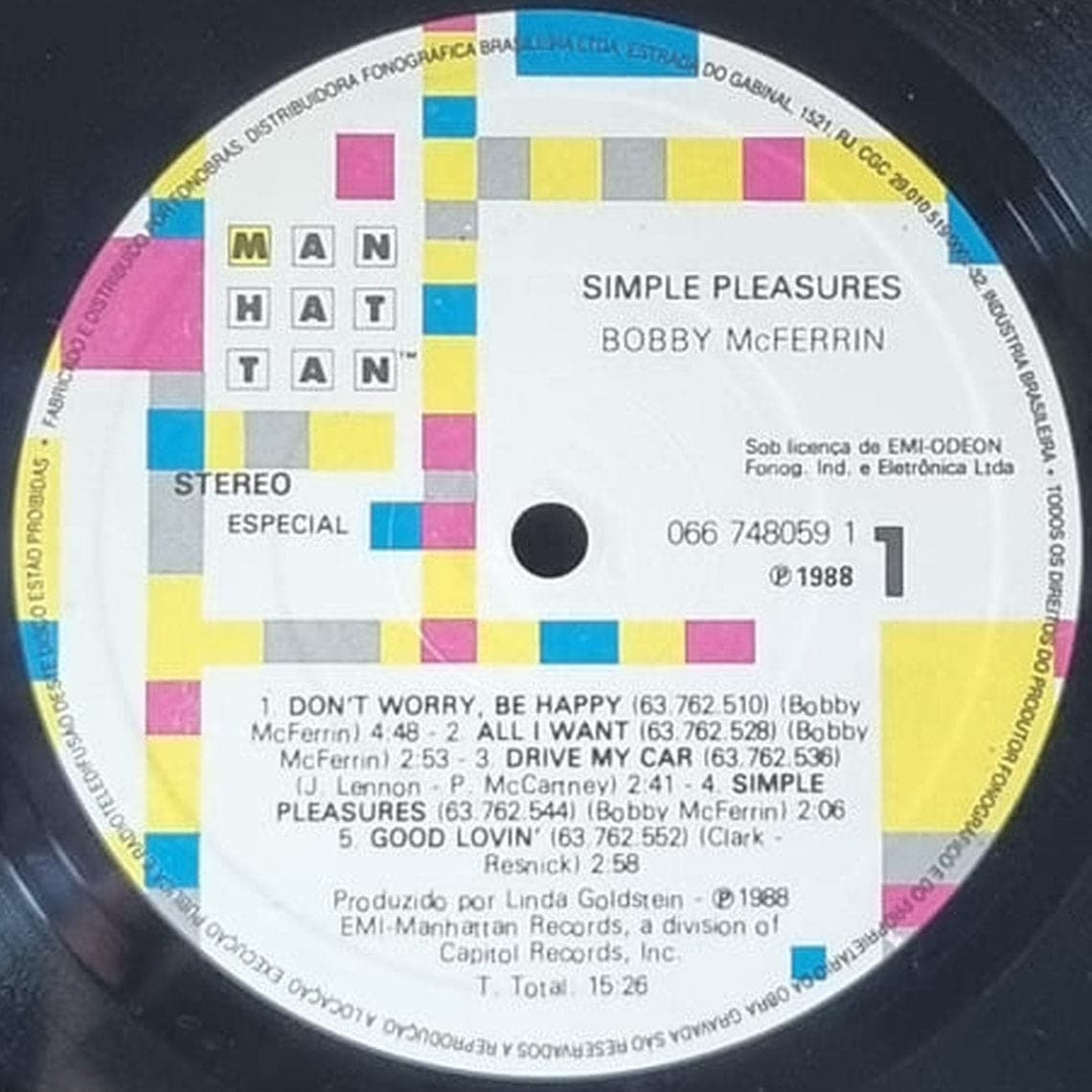 Etiqueta central de Bobby McFerrin — SIMPLE PLEASURES