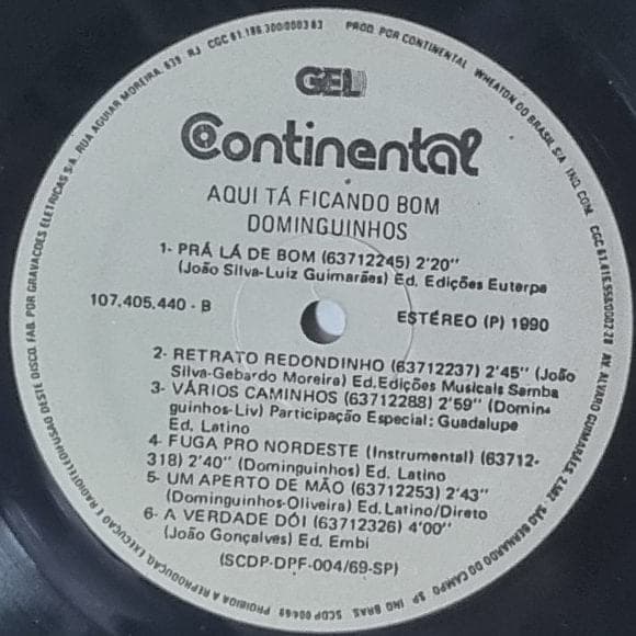 Etiqueta central de Dominguinhos — Aqui Tá Ficando Bom!