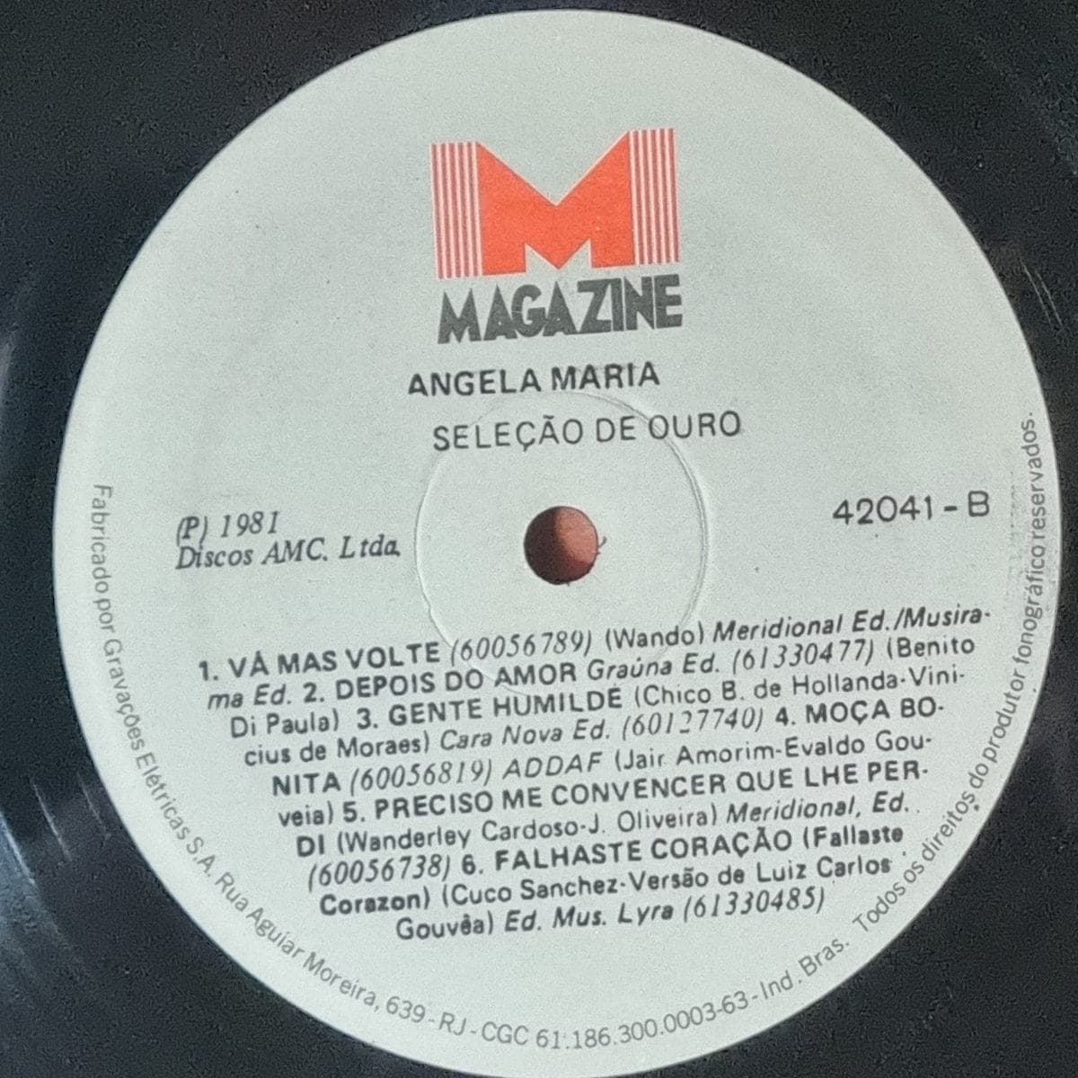 Etiqueta central de Angela Maria — Seleção de Ouro