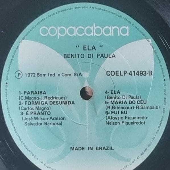 Etiqueta central de Benito Di Paula — Ela