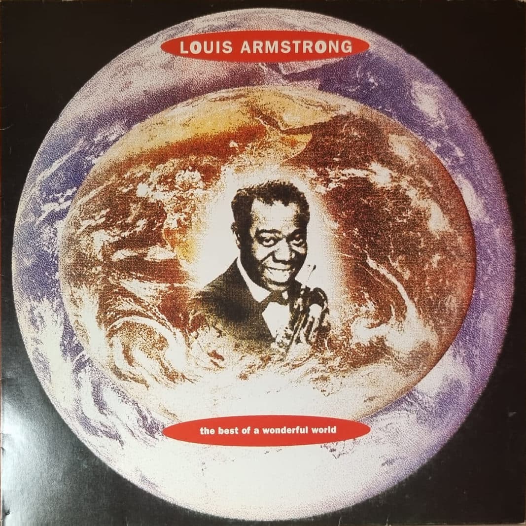 Etiqueta central de LOUIS ARMSTRONG — THE BEST OF A WONDERFUL WORLD