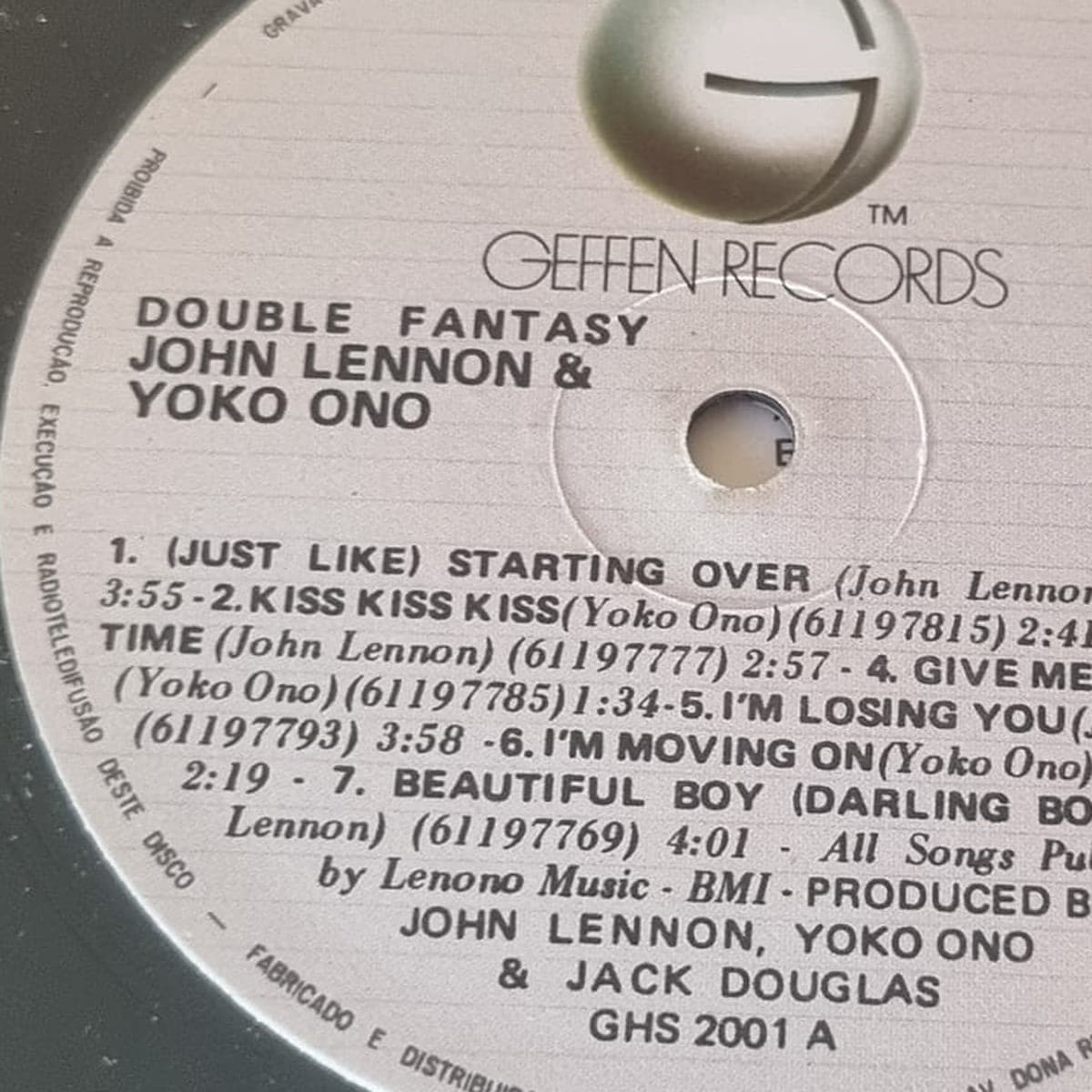 Etiqueta central de John e Yoko — Double Fantasy