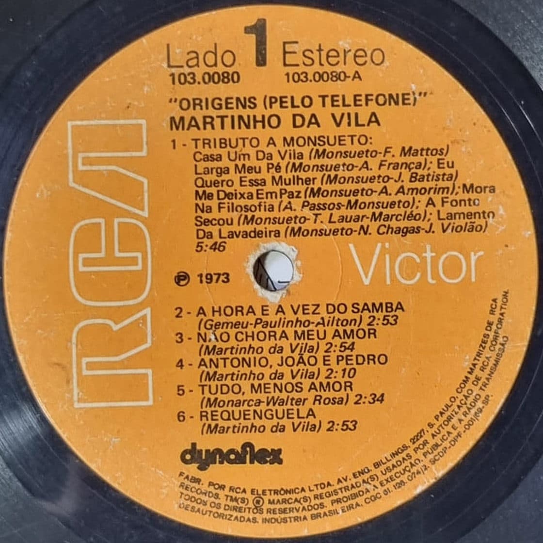Etiqueta central de Martinho da Vila — Origens (Pelo Telefone)