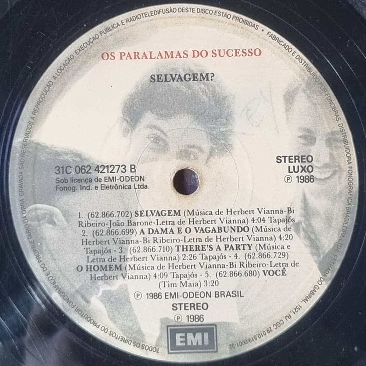 Etiqueta central de Os Paralamas do Sucesso — SELVAGEM?