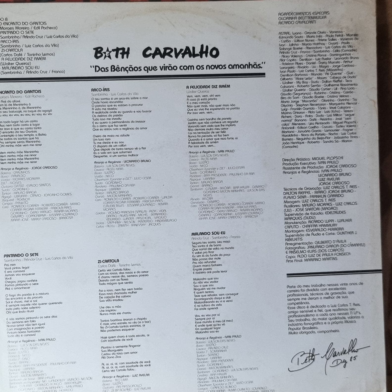 Capa de BETH CARVALHO — DAS BENÇÃOS QUE VIRÃO COM OS NOVOS AMANHÃS
