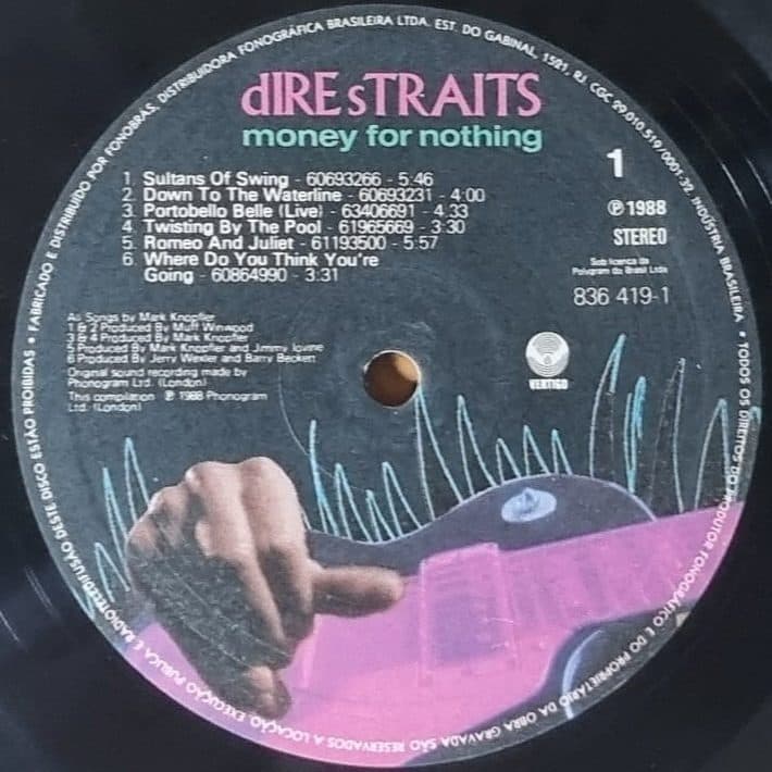 Etiqueta central de DIRE STRAITS — Money for Nothing
