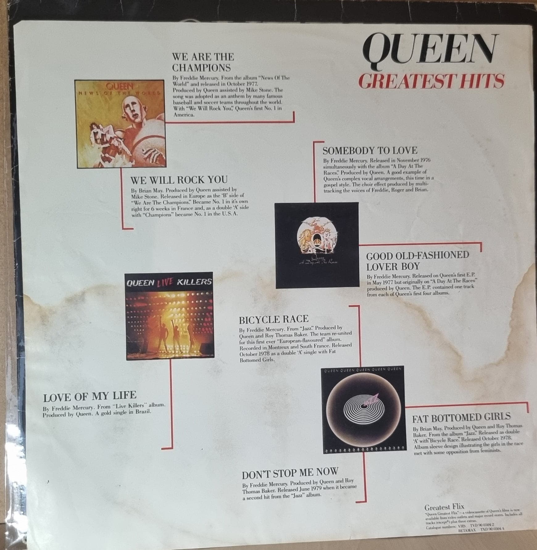 Contracapa de QUEEN — QUEEN'S GREATEST HITS
