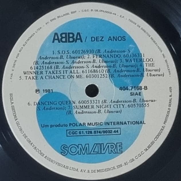 Etiqueta central de DEZ ANOS