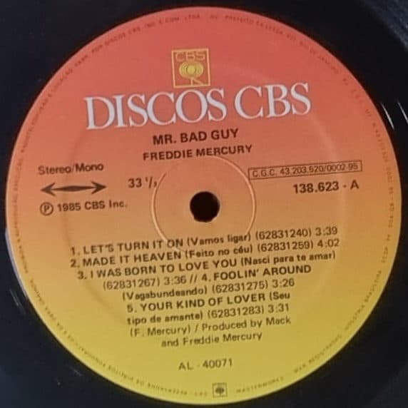 Etiqueta central de Mr. Bad Guy