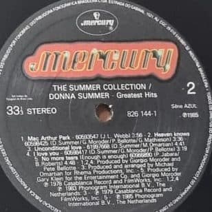 Etiqueta central — THE SUMMER COLLECTION / DONNA SUMMER - Greatest Hits