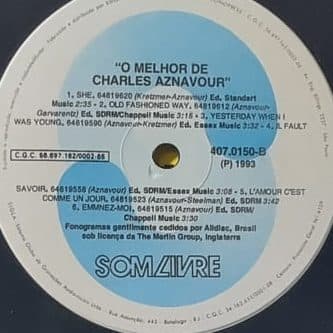 Etiqueta central — O Melhor de Charles Aznavour